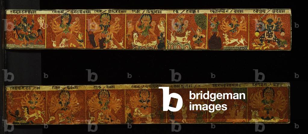 A pair of Devimahatmya manuscript covers (opaque w/c on wood)