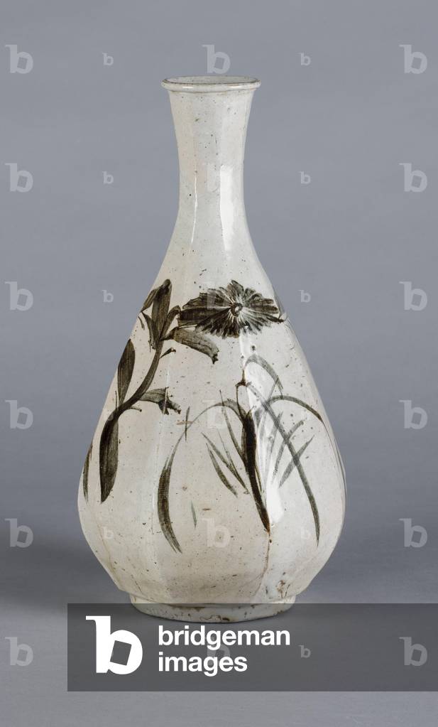 Vase with chrysanthemum and house design, Choson dynasty (ceramic)