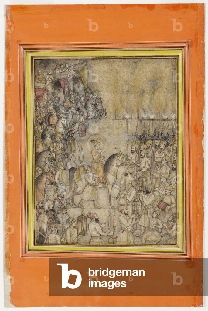 Celebrations at the time of the marriage of Aurangzeb, c.1640 (opaque w/c & gold on paper)