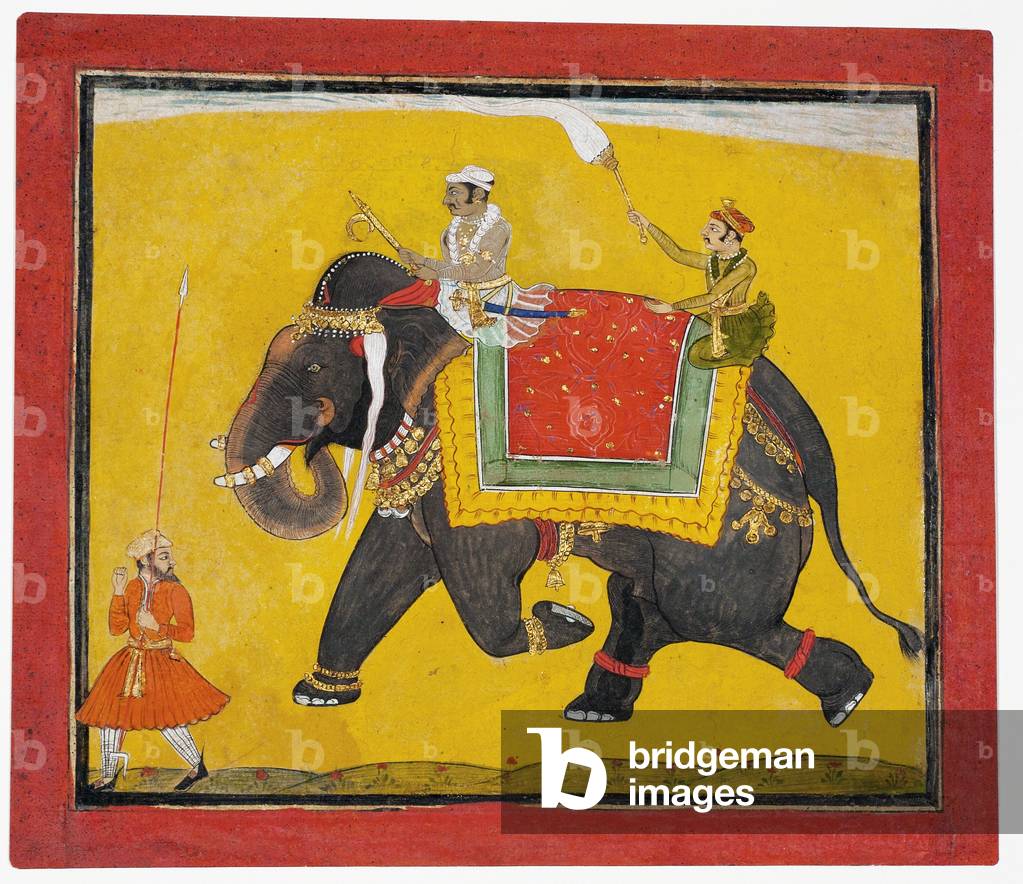 A raja riding an elephant, c.1690 (opaque w/c on paper)
