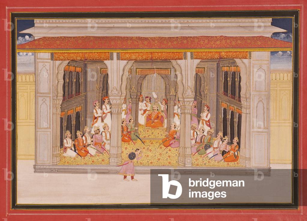 A king in durbar in a pavilion, 1760 (opaque w/c & gold on paper)