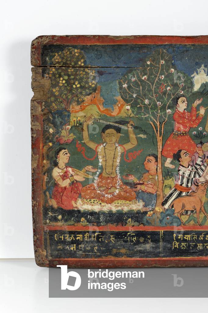 Detail from a Buddhist manuscript cover (opaque w/c on wood)