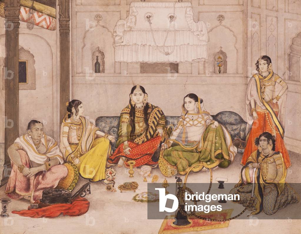 Group of Nautch Girls, 1800-25 (opaque w/c & gold on paper)