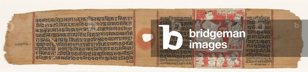 Vimalaprava converses with Raji and Lakshmi, c.1300 (opaque w/c on palm leaf)