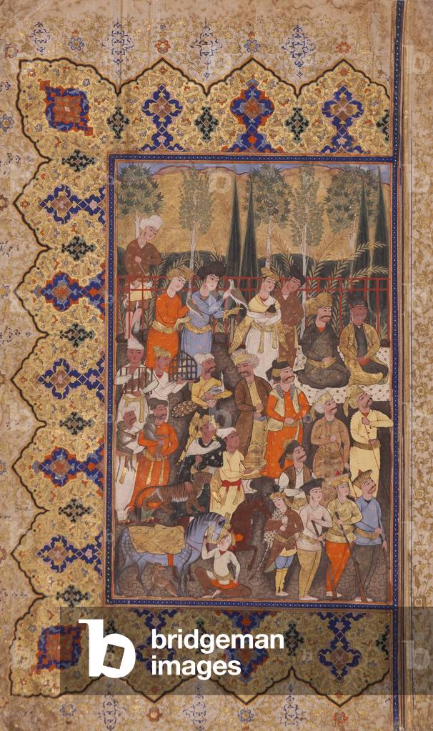 Enthronement of Luhrasp (opaque w/c & gold on paper)