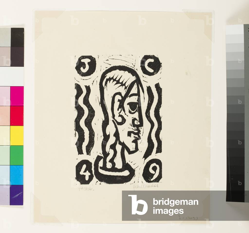 Woman (Profile), 1949 (linocut)