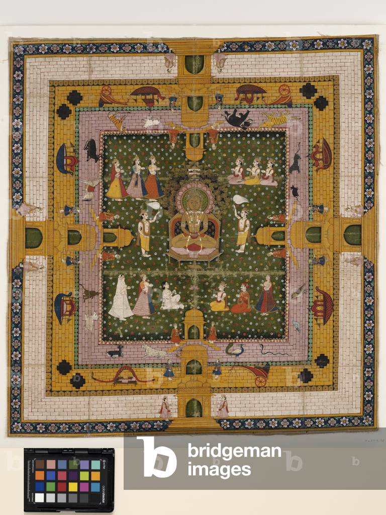 A Jina Enthroned, 19th century  (opaque pigments on cloth)