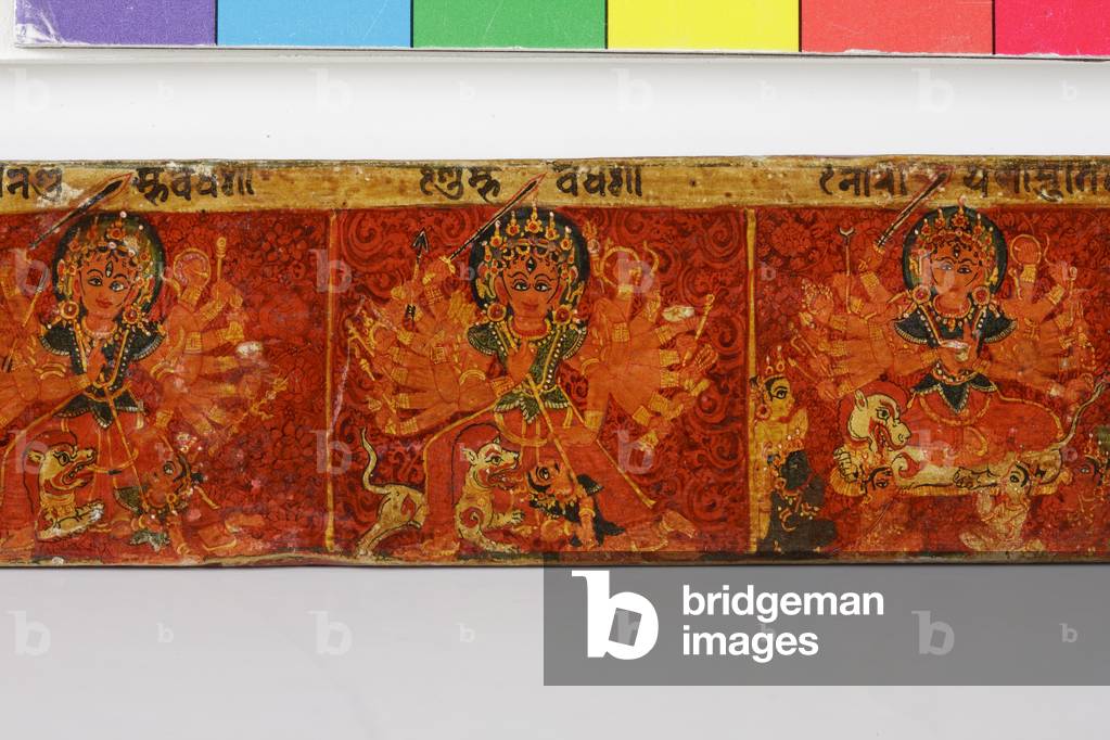 Detail from a Devimahatmya manuscript cover (opaque w/c on wood)