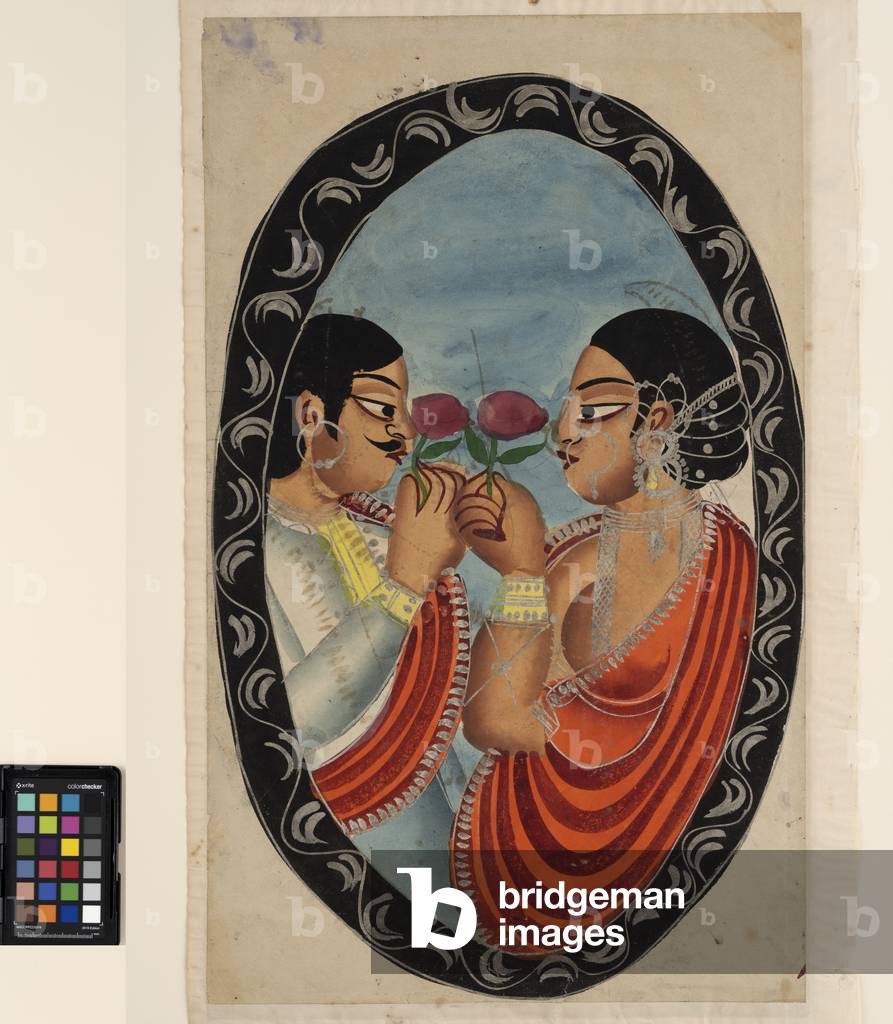 A fop visits a courtesan (recto), c.1880 (w/c on paper)