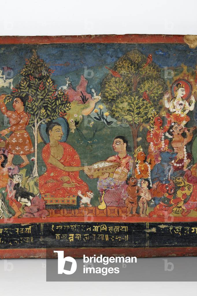 Detail from a Buddhist manuscript cover (opaque w/c on wood)