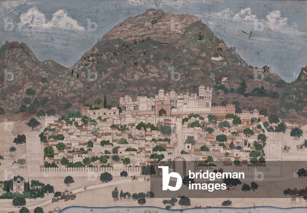 View of a fortified city, 1886 (opaque w/c on paper)