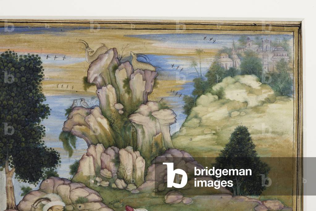 Picnicking in the course of a hunt, detail, c.1615 (opaque w/c on paper)