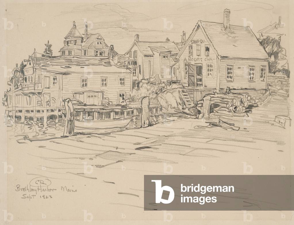 Boothbay Harbor, Maine, 1923 (graphite on paper)
