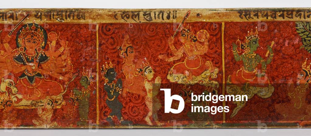 Detail from a Devimahatmya manuscript cover (opaque w/c on wood)