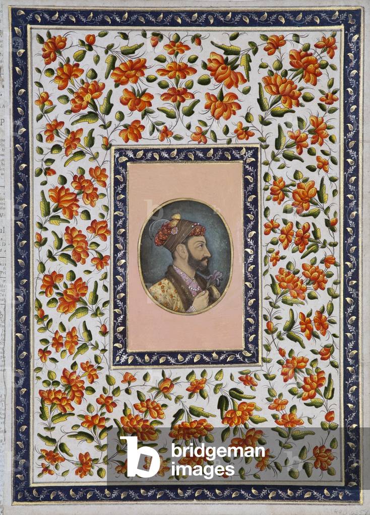 Aurangzeb Bahadur holding an iris, c.1650 (opaque w/c & gold on paper)