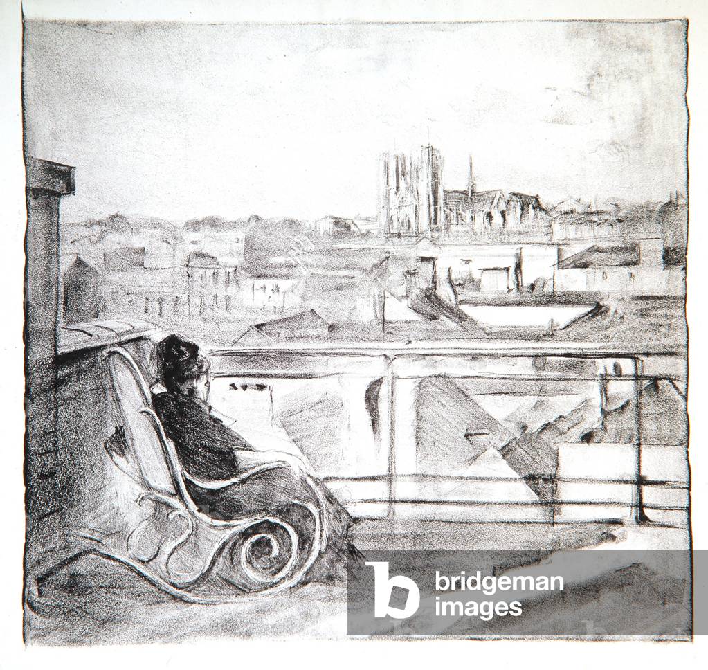 Julie at Sainte-Gudule, 1911 (litho)