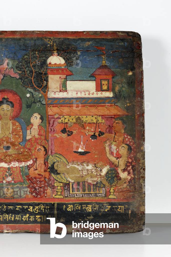 Detail from a Buddhist manuscript cover (opaque w/c on wood)