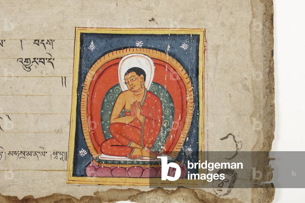 Page from a Buddhist manuscript, possibly from the Mahashitalanika, c.1400 (opaque w/c & ink on paper)