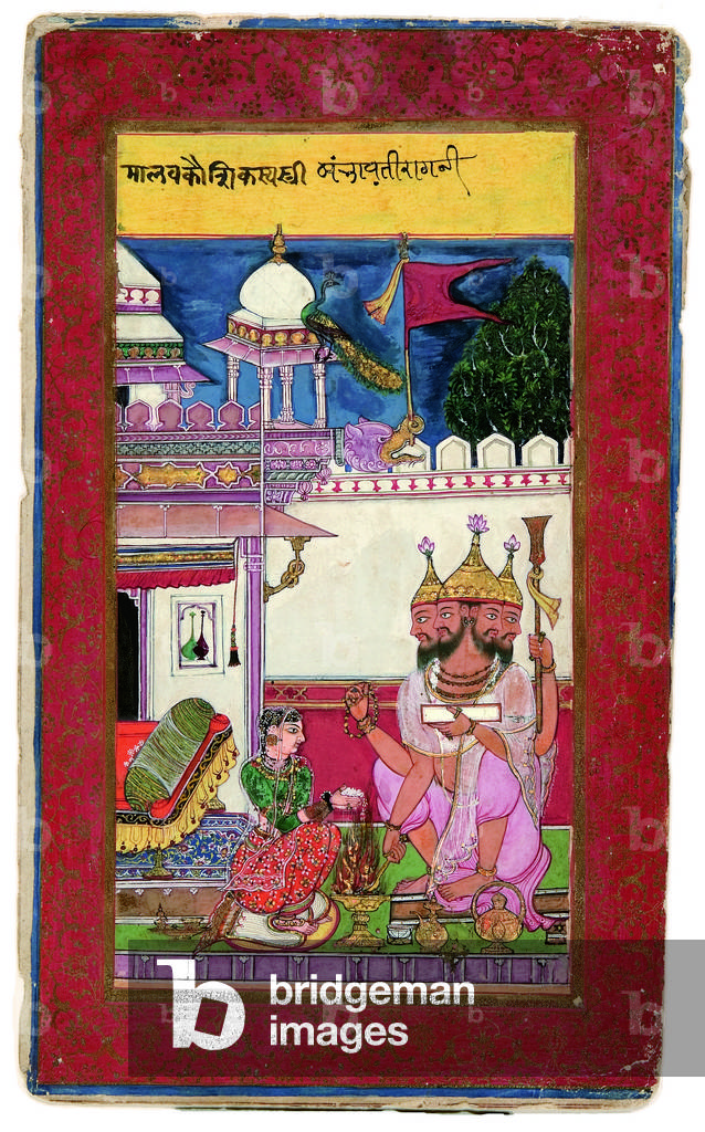 Kambhavati Ragini of Malkos, 1591 (opaque w/c & gold on paper)