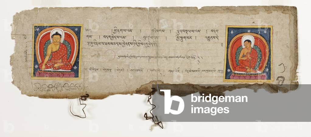 Page from a Buddhist manuscript, possibly from the Mahashitalanika, c.1400 (opaque w/c & ink on paper)