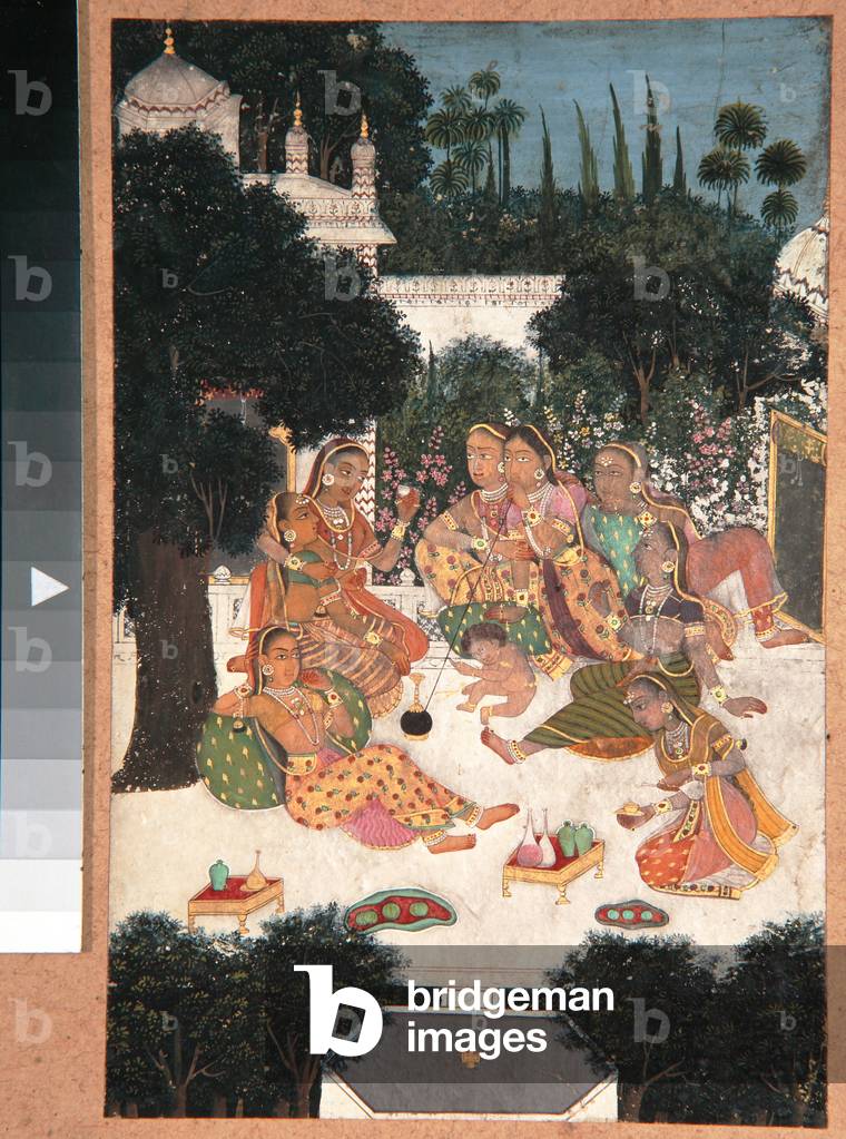 Eight women and a child on a palace terrace, c.1760 (opaque w/c on paper)