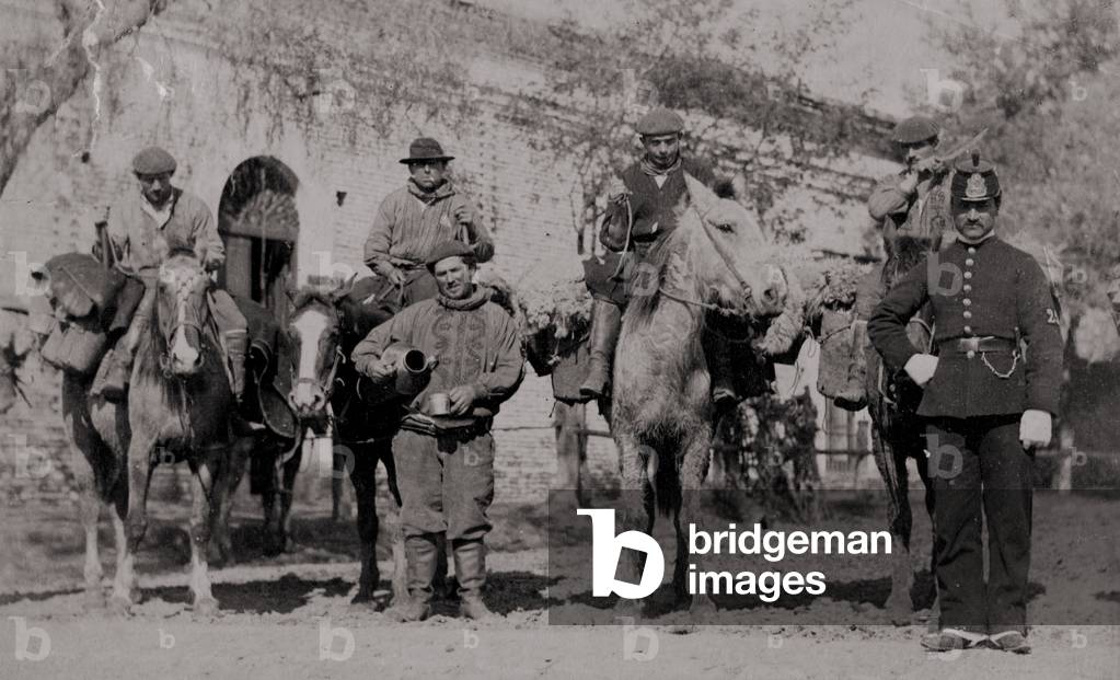Skins merchants, France, 1890 (b/w photo)
