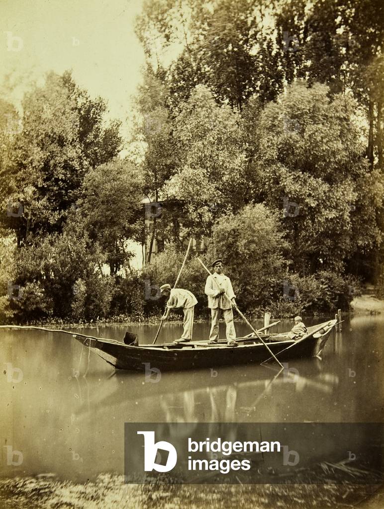 Boating on the Marne, 1880 (sepia photo)