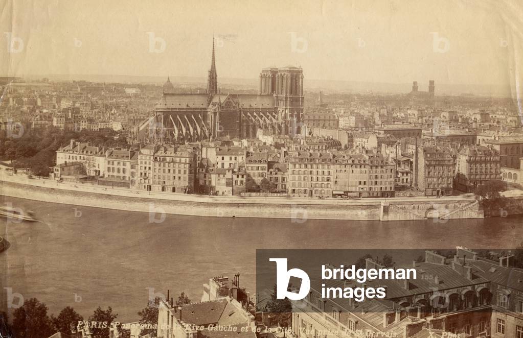 Panorama of the left bank and the city, Paris, France, 1890 (b/w photo)