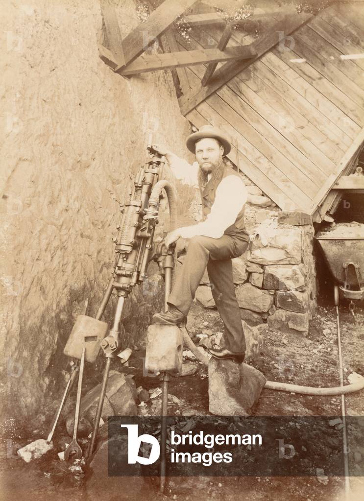 Gold or diamond mining, c.1890 (sepia photo)