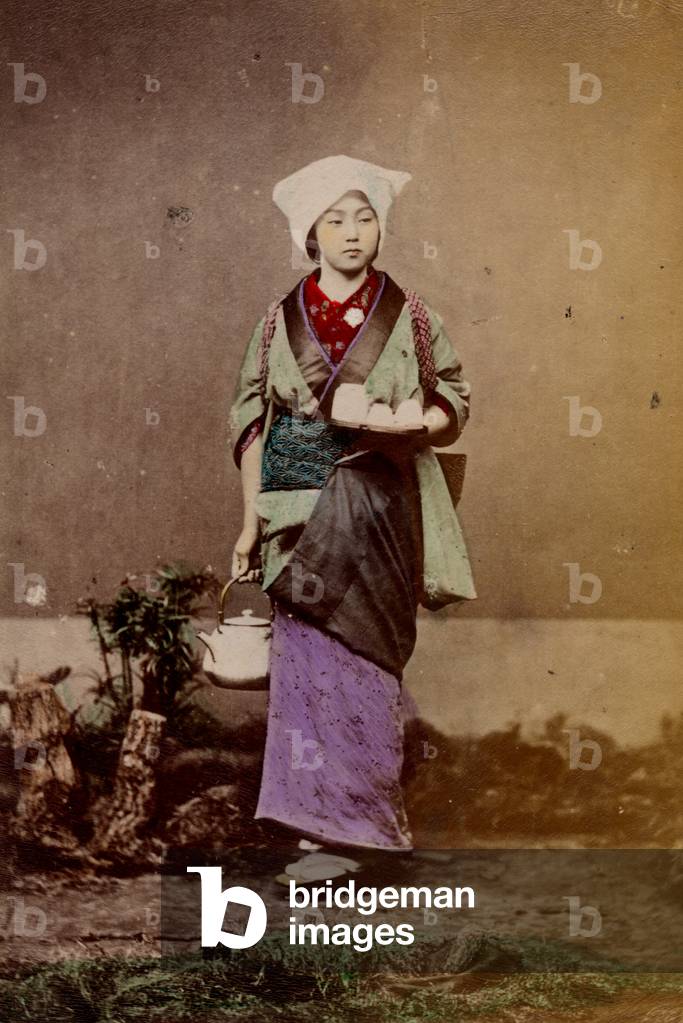 Geisha girl, 1890 (hand coloured photo)