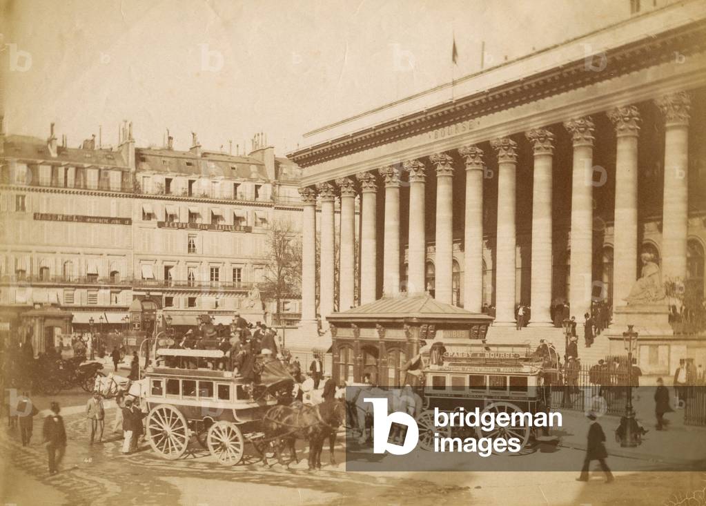 Stock exchange, Paris, France, 1890 (b/w photo)
