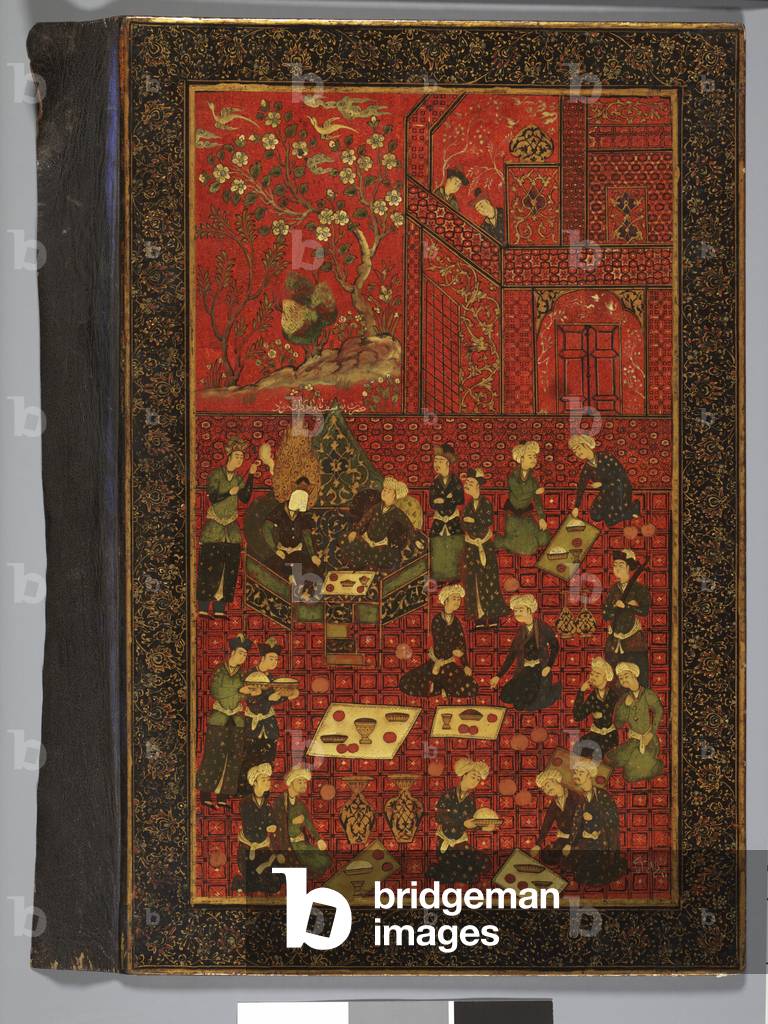 Book Cover Exterior with Yusuf (Joseph)
and His Brothers, 18th century (Paint and lacquer on papier-mâché)