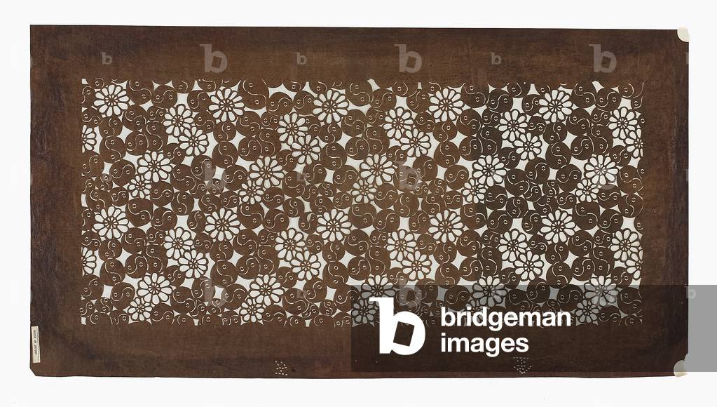 Paper stencil (katagami), late 19th century (Mulberry bark paper treated with persimmon
juice)