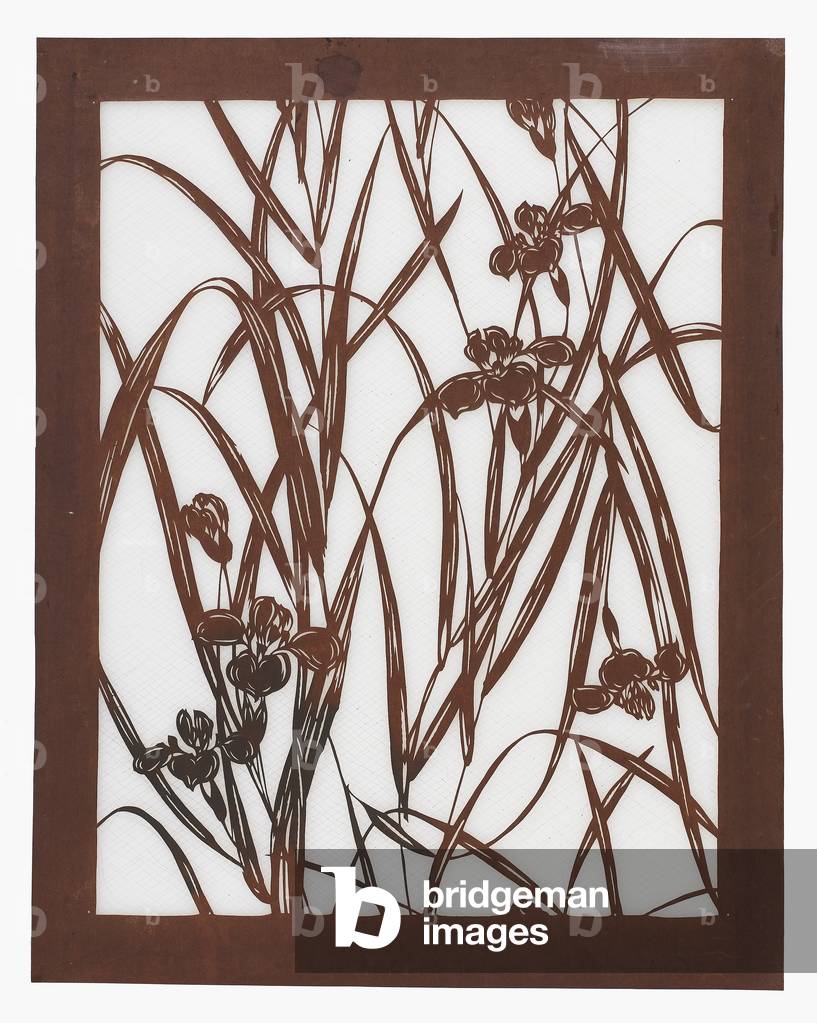 Paper stencil (katagami), late 19th century (Mulberry bark paper treated with persimmon
juice and silk thread)