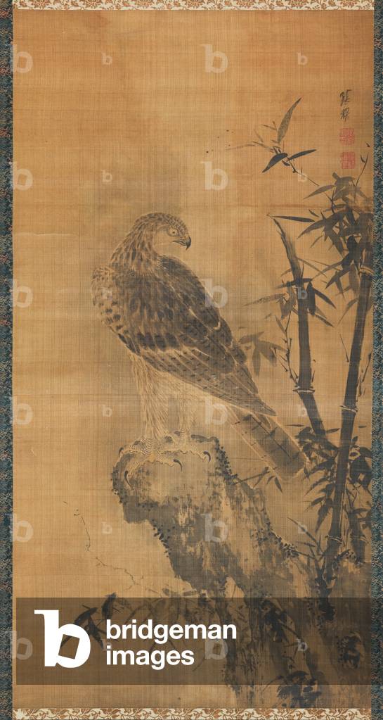 Hawk on a rock, 17th century (ink on silk)
