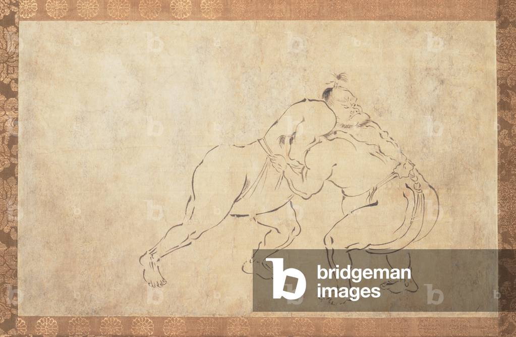 Sumo Wrestlers (Sumi ink on paper)