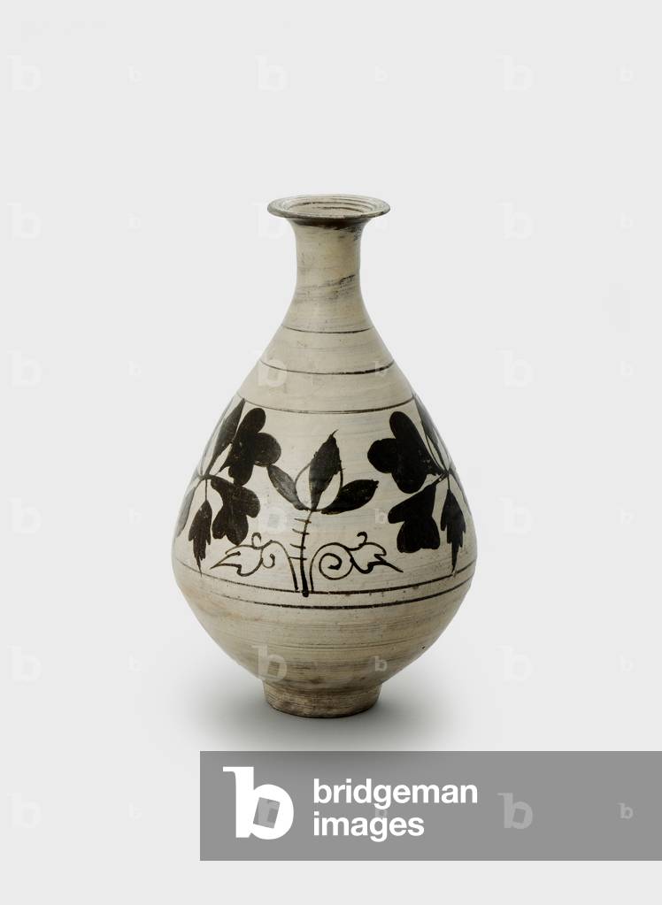 Bottle, 15th-16th century (Punch'ong ware (stoneware with slip and
iron-brown paint))