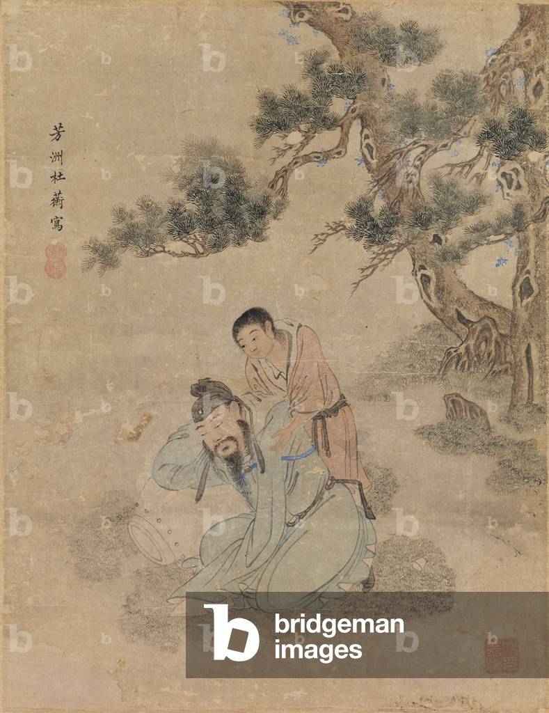 Drunken Li Bai (ink and colour on paper)