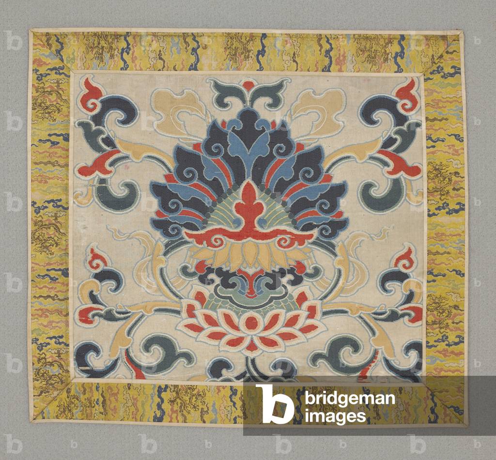 Eight Buddhist precious things, lotus, 17th
century (compound and satin woven silk)