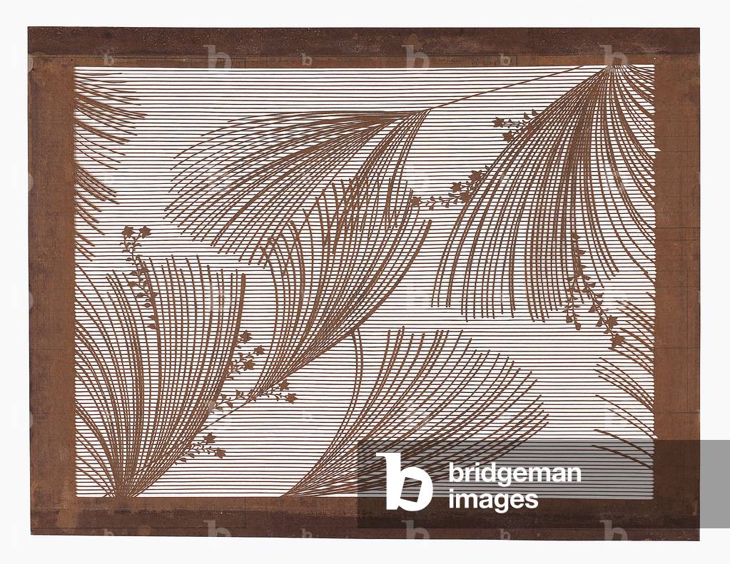 Paper stencil (katagami), early 20th century (Mulberry paper treated with persimmon
tannin and silk thread)