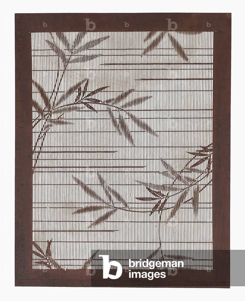 Paper stencil (katagami), early 20th century (Smoked mulberry paper treated with
persimmon tannin and silk thread)