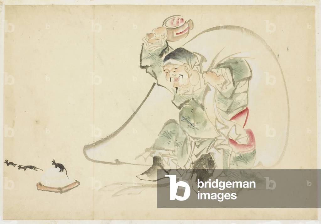 Daikoku, God of Happiness, with his Magic
Mallet, 1615-1868 (ink and colour on paper)