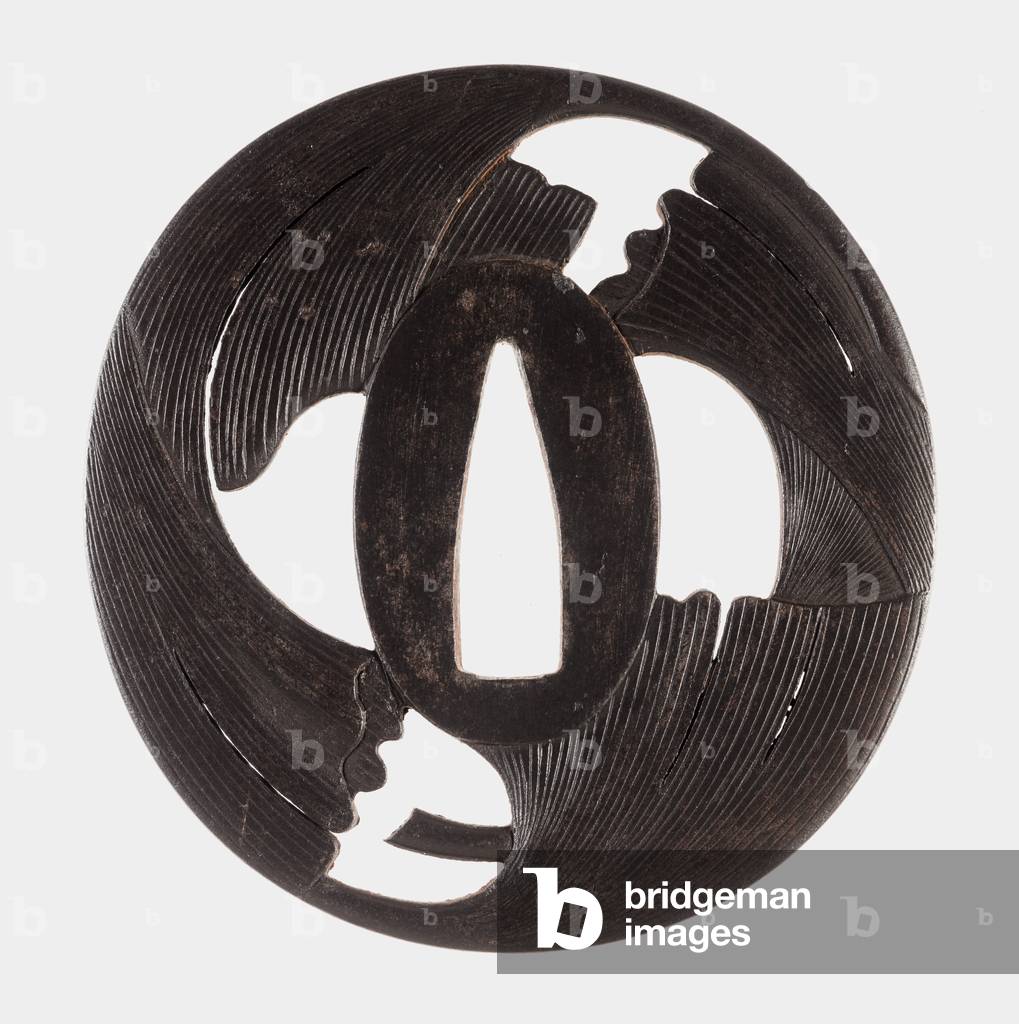 Tsuba: Leaves, c.1800 (Iron)