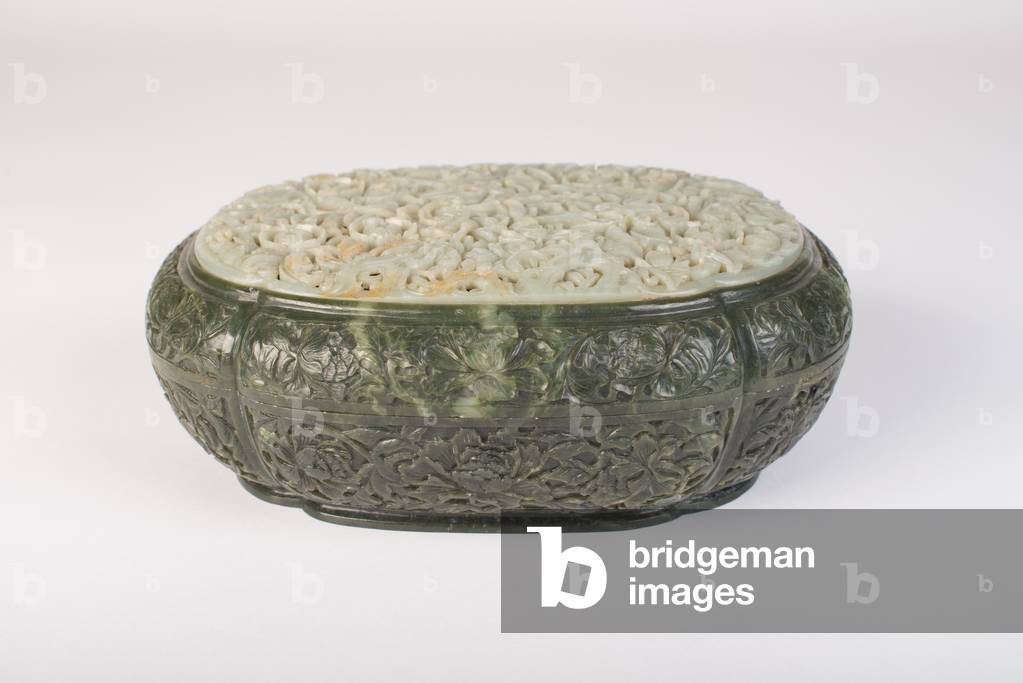 Box, 18th century (Green and white jade)