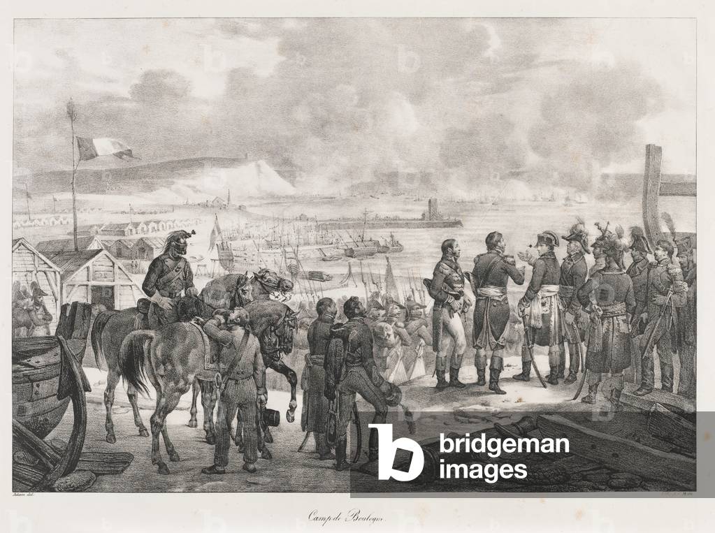 Camp at Boulogne, early 19th century (litho)