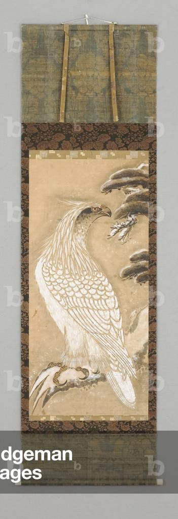 Eagle, 16th century - 17th century (Hanging scroll: Paint on paper, ivory knobs)