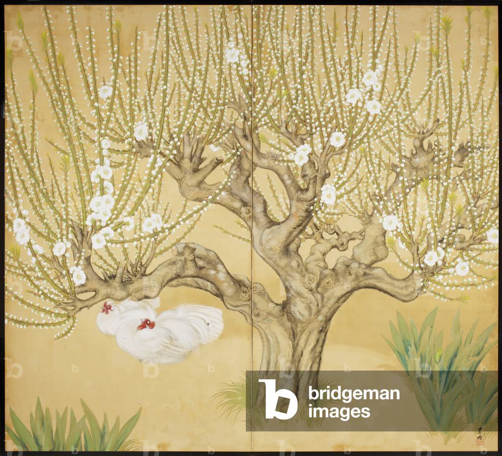 White Peach Blossoms, c.1919 (ink and colors on silk)