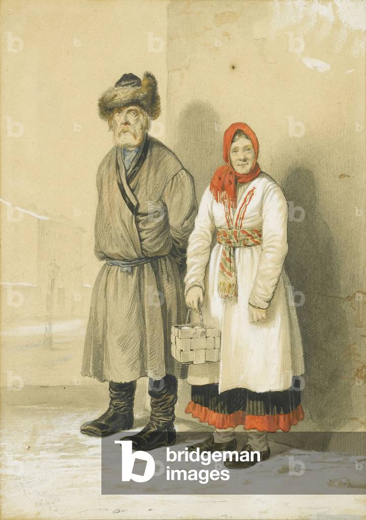 The Couple, 1843 (pencil & w/c on paper)