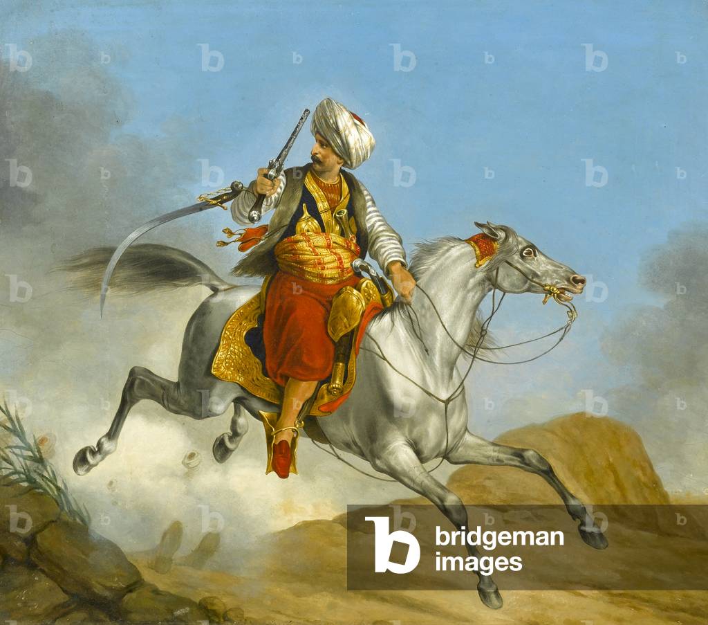 Turkish Mamluk on Horseback (oil on board)