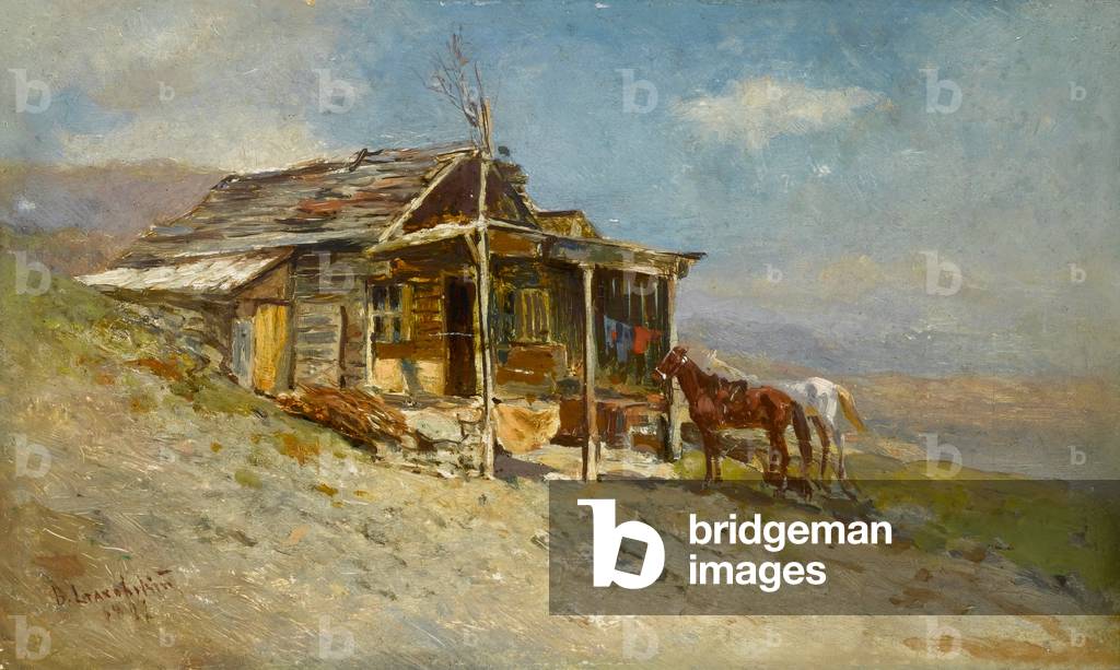 A cabin in the mountains, 1891 (oil on panel)